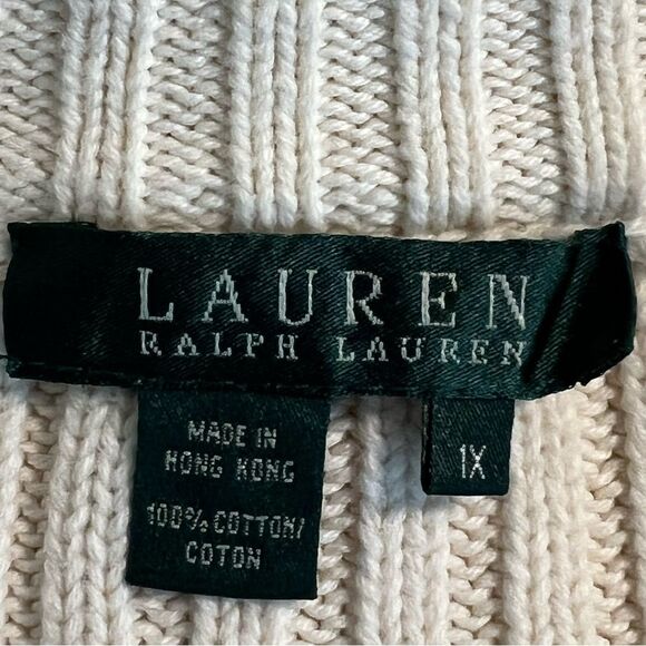 Lauren Ralph Lauren Womens Ribbed Knit Cardigan Sweater Sz 1X Minimalist Preppy - Picture 8 of 11